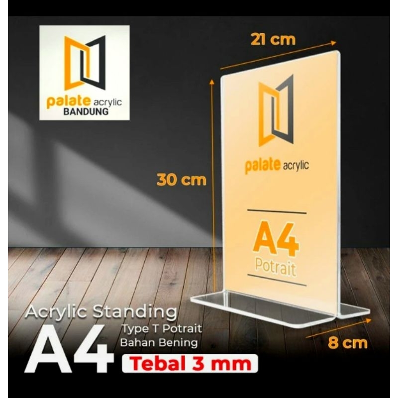 

AKRILIK TENT CARD A4 T PORTRAIT TEBAL 3MM/ ACRYLIC TENT HOLDER A4