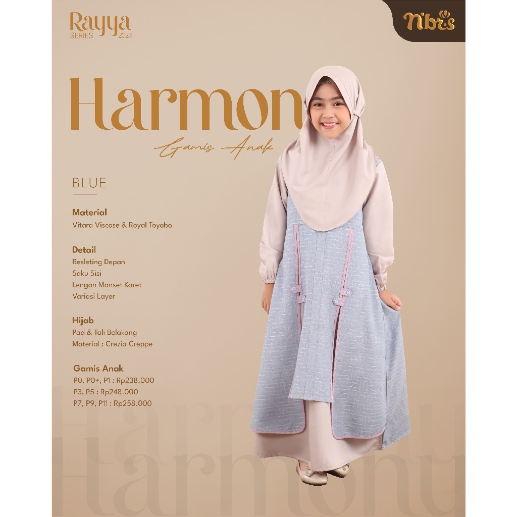 GAMIS ANAK NIBRAS RAYYA SERIES HARMONY WARNA BLUE,LILAC#