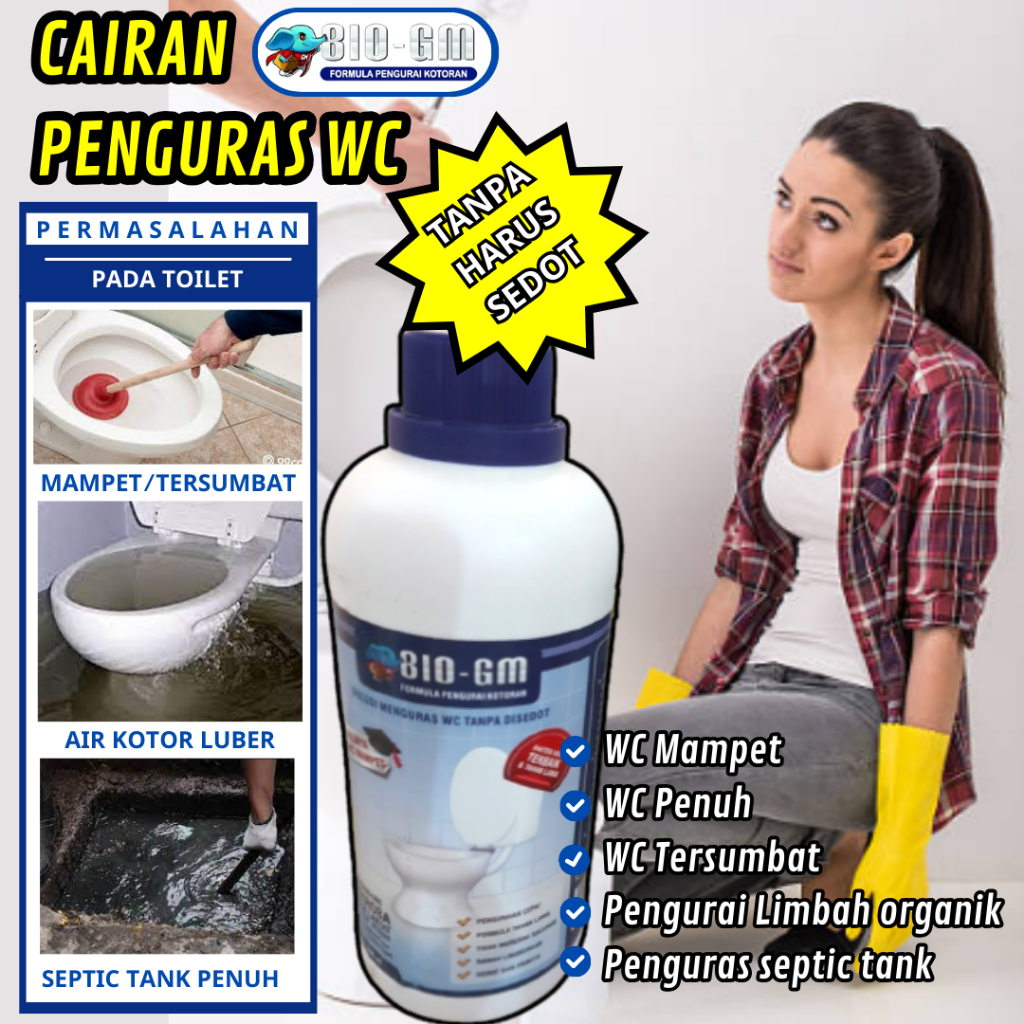 BIo GM Anti Mampet Penuh Tersumbat Luber WC Penghancur tinja tanpa harus sedot wc