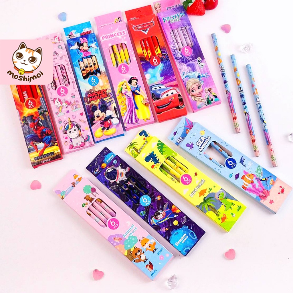 

Pensil Kayu /Pensil Set Lucu Isi 6 Pcs Motif Character / Animal