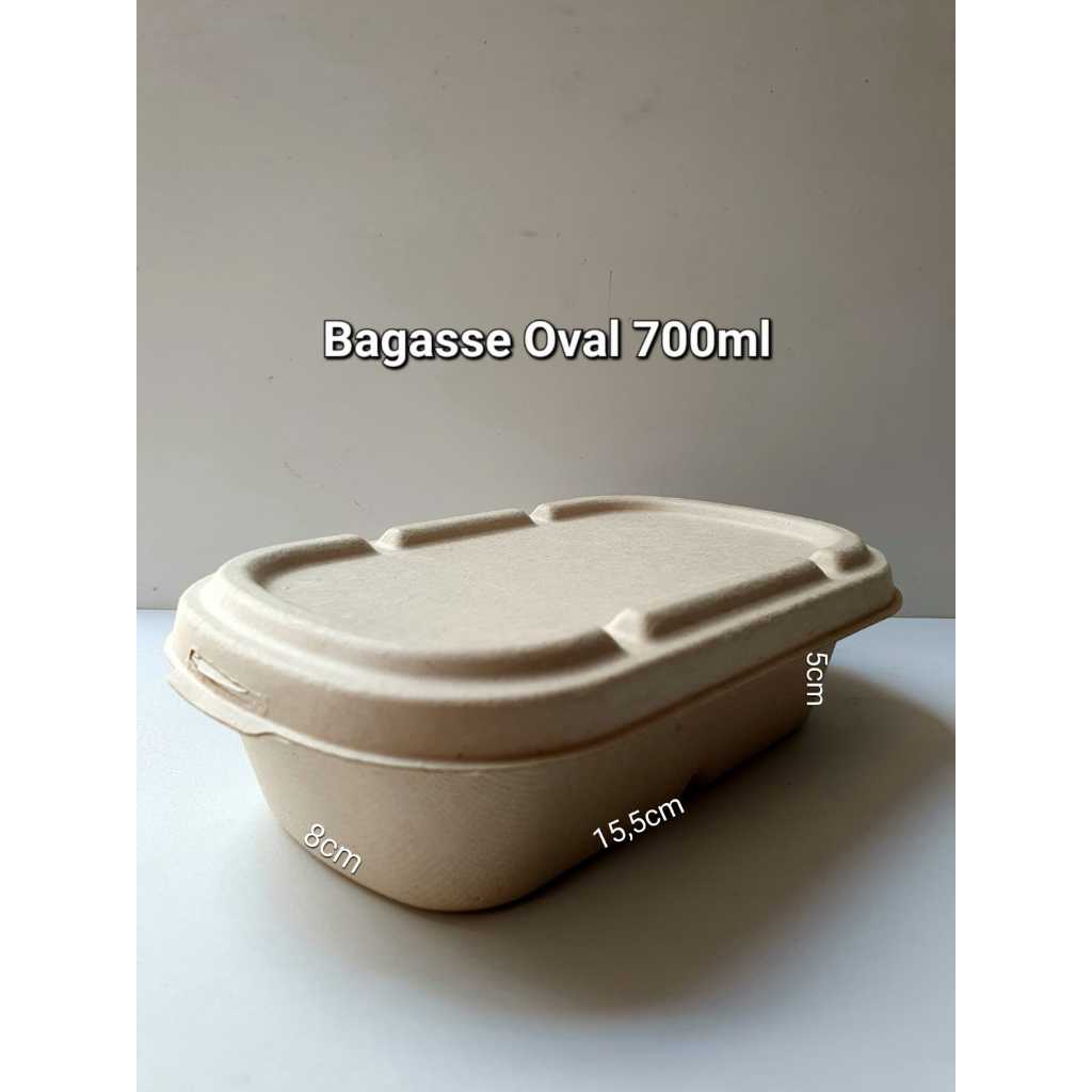 SUGARCANE BOX + LID  BAGASSE 700 ML OVAL DIJUAL  PC