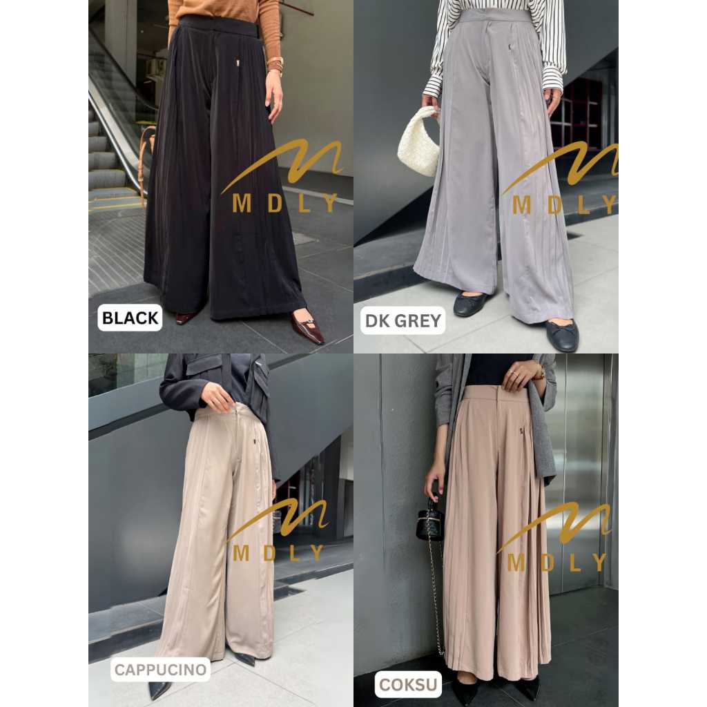 COD MDLY Terbaru Celana panjang kain wanita Nona Pleats Cullote  By Mdly