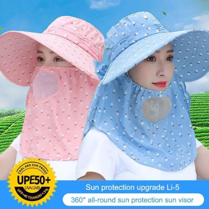 Topi Visor Anti UV_ Topi Masker Wanita Import