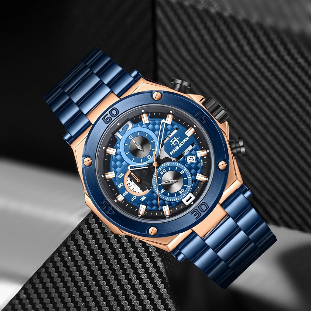 JAM TANGAN PRIA EVANS JAYDEN 9839 RANTAI ORIGINAL WATER RESIST CHRONO AKTIF GARANSI 1 THN