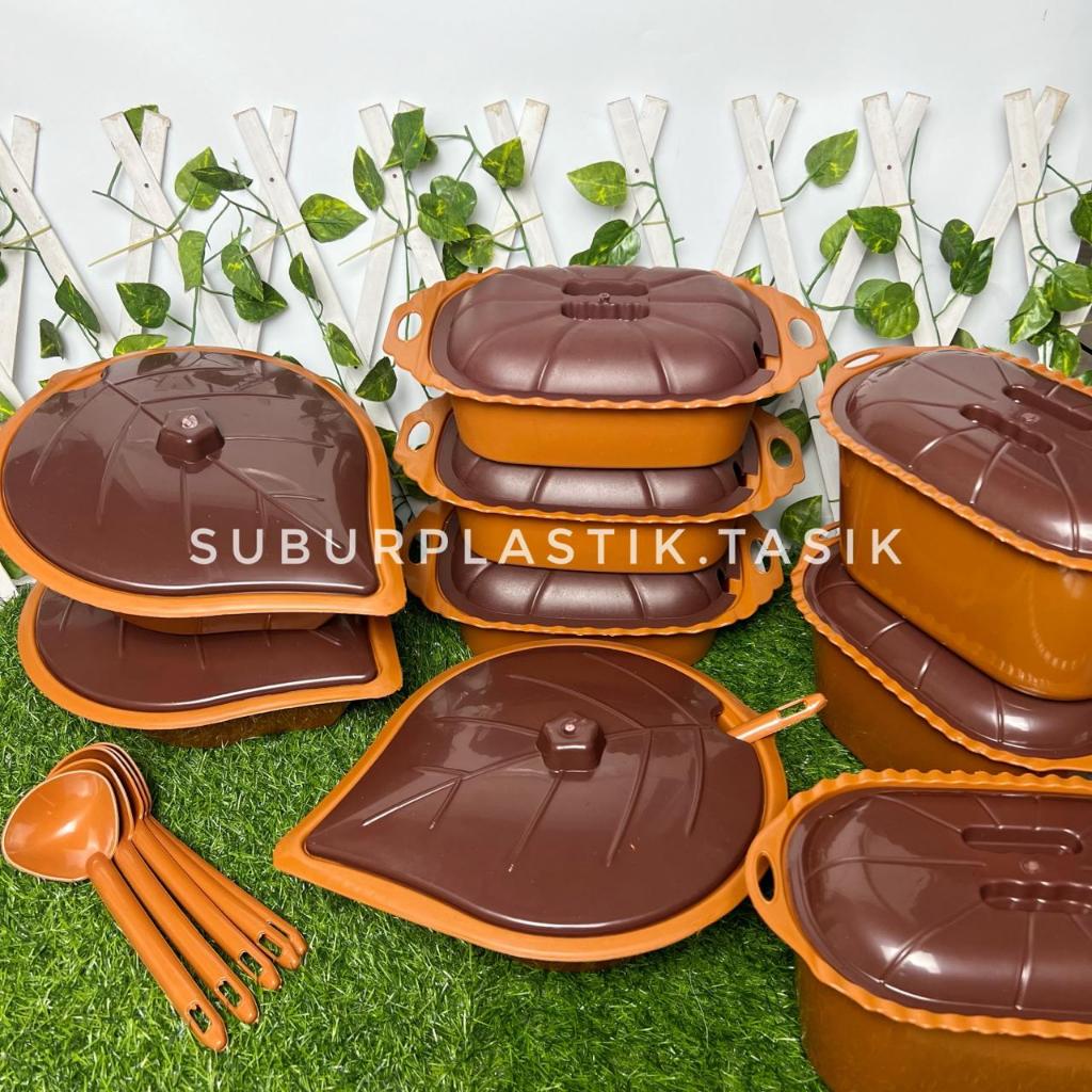 Basi Prasmanan LS Nagoya Isi 6 pcs FREE CENTONG Bakul Nasi Wadah Sayur Plastik Coklat Tahan Panas