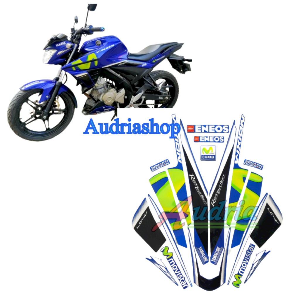 Striping Stiker Motor Yamaha New Vixion 2017 Movistar Biru