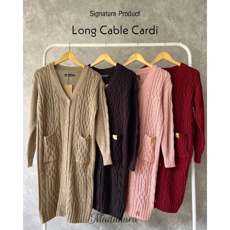 Madanara Long Cable Cardi Cardigan Outwear Bahan Rajut griya mey