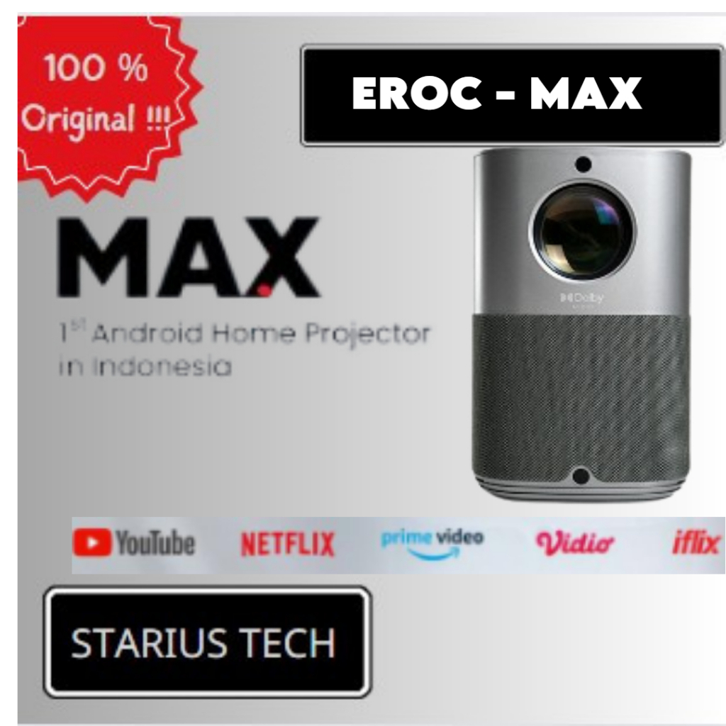 EROC Android Smart Home Proyektor Dolby FHD MAX - EROC MAX Projector - Unit Only