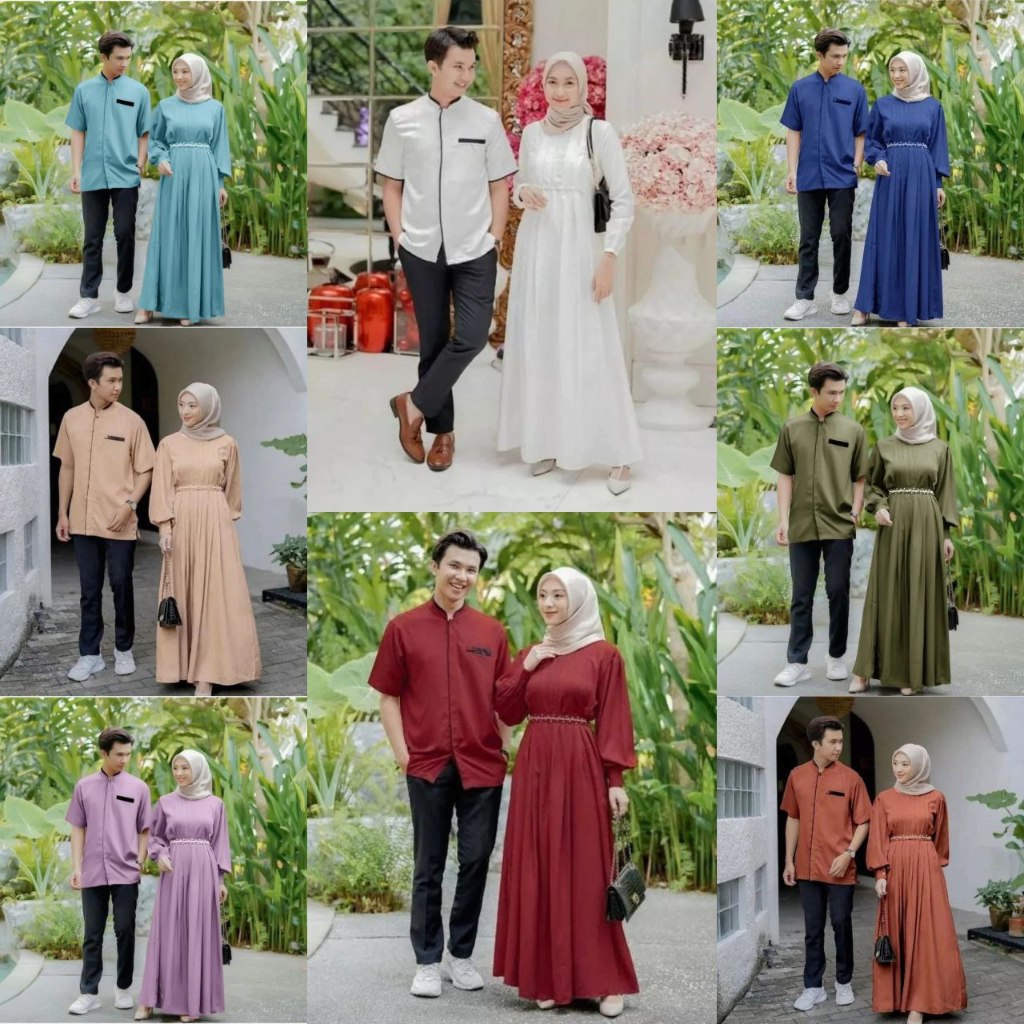 TERBARU - COUPLE MUSLIM POLOS ZAHIRA - FI15 - HM - BUSANA COUPLE GAMIS BUSUI - BAJU COUPLE IDUL FITR