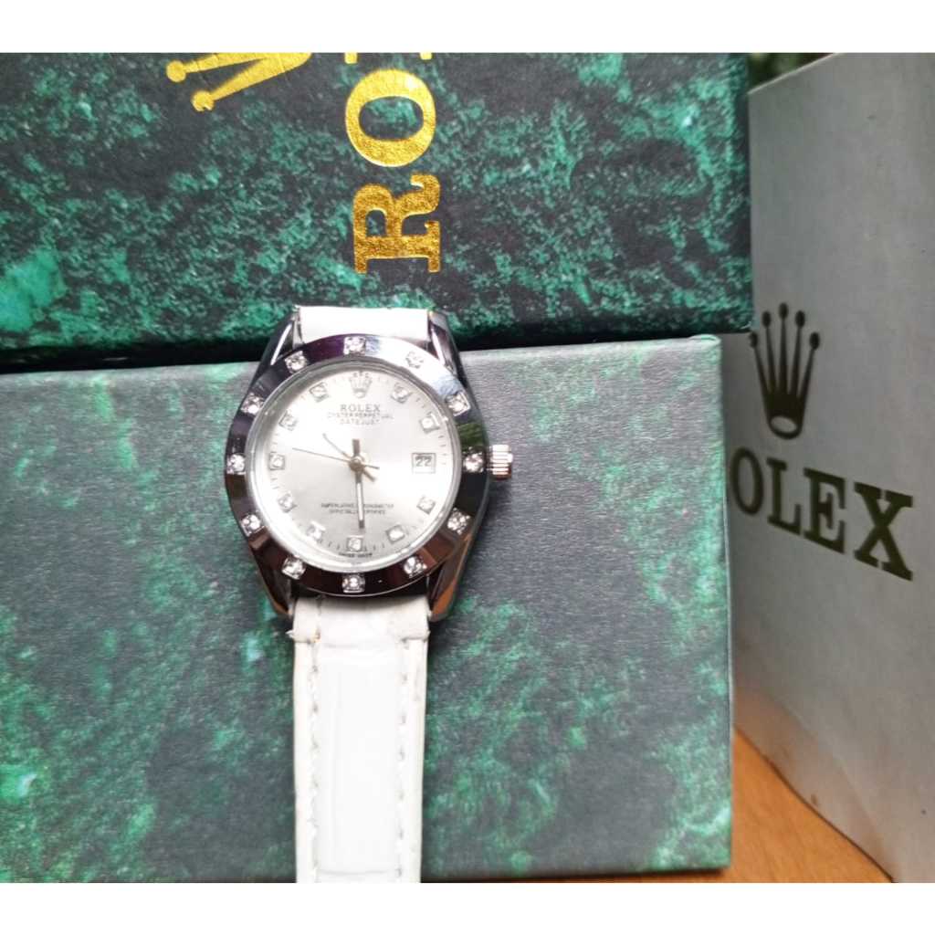 COD/ Jam Tangan Wanita  Tahan Air / Jam  Rolex Kulit Feee Bok