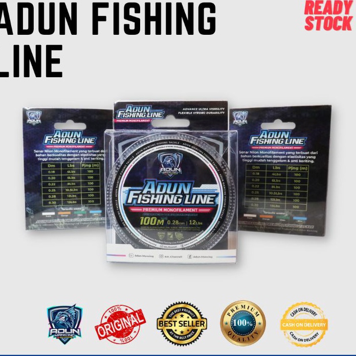 ORIGINAL Senar Pancing Nilon Monofilament Adun Fishing Line 1m Untuk Mancing Lomba Galapung Galatama