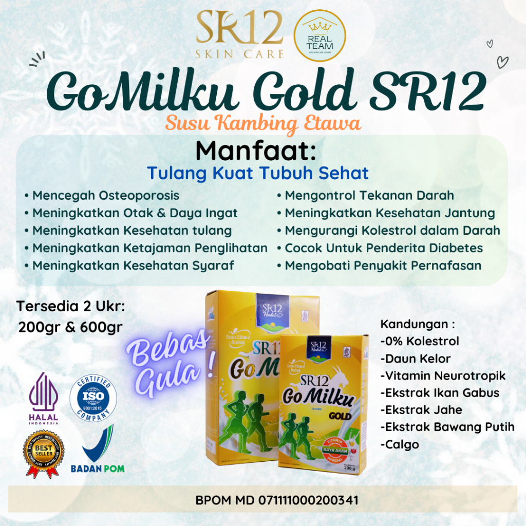 

GOMILKU GOLD SR12 | SUSU KAMBING ETAWA | SUSU KESEHATAN TULANG | SUSU LANSIA BPOM