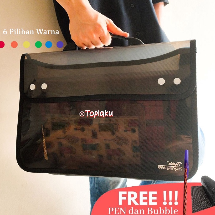 

TERBARU Topla Zipper School Bag Map Tas Dokumen Plastik Kancing 4 Jinjing Besar File Folder Penting Folio F4 Map Tenteng Les Sekolah Kuliah Brief Bag Document Organizer Keeper