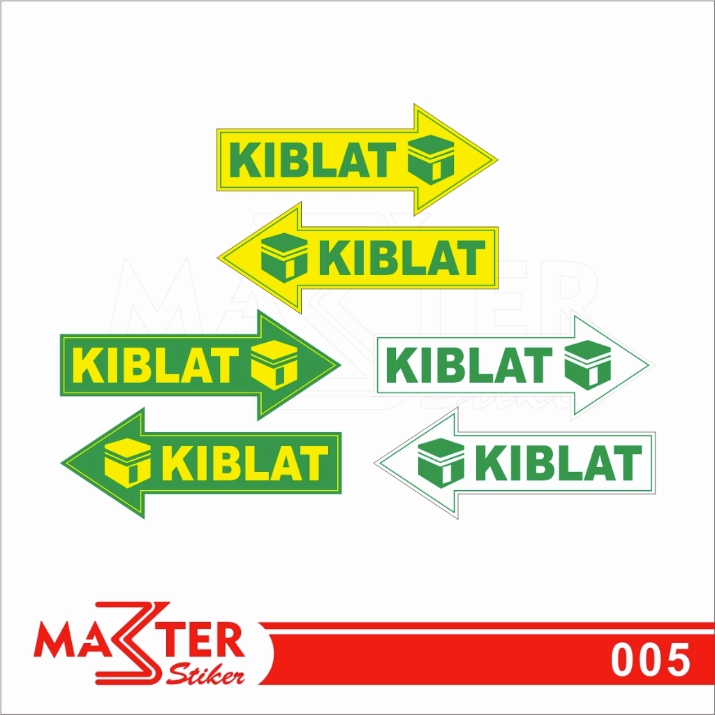 

005 - Stiker Arah Kiblat, Sticker Vinyl, Premium, Tahan Air, Termurah, dan Bisa Custom