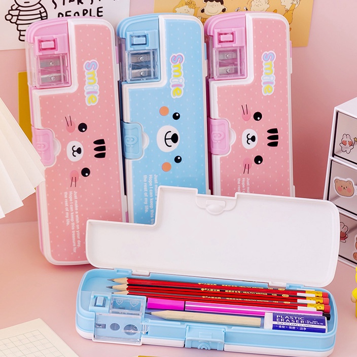 

COD Kotak Pensil Pencil Case DoubleLayer Multifungsi Alat Tulis Sekolah Lucu Kapasitas Besar