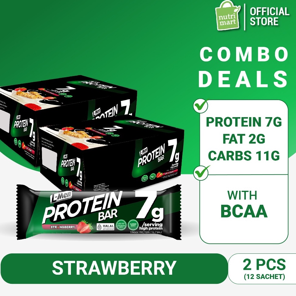 

Hemat Banget Twin Pack LMen Protein Bar Strongberry 12 Sachet Camilan Rendah Lemak Tinggi Protein Rasa Strawberry