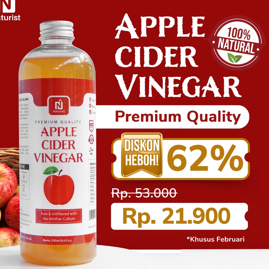 

Free Ongkir NATURIST CUKA APEL ORGANIK WITH THE MOTHER APPLE CIDER VINEGAR MINUMAN DIET KESAHATAN APPLE VINEGAR 5ML