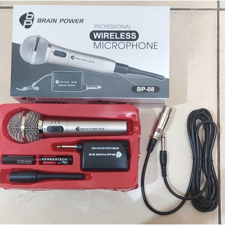 Mic karaoke microphone wireless receiver dan kabel  BP 8