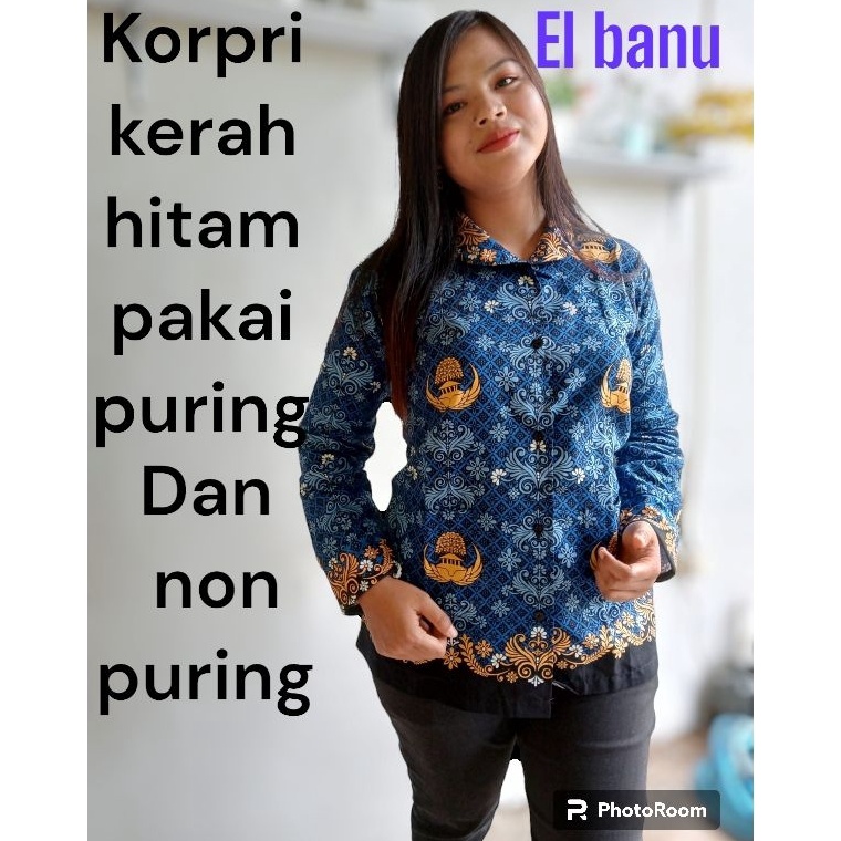 COD TERMURAH seragam korpri kerah hitam terbaru batik korpri kerah hitam murah batik korpri standar 
