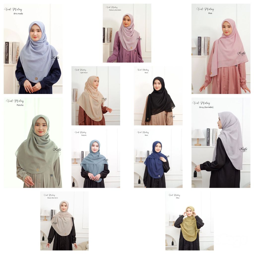 Khimar Voal Malay 130x130 by Kaffa Busana Muslim (11 warna)