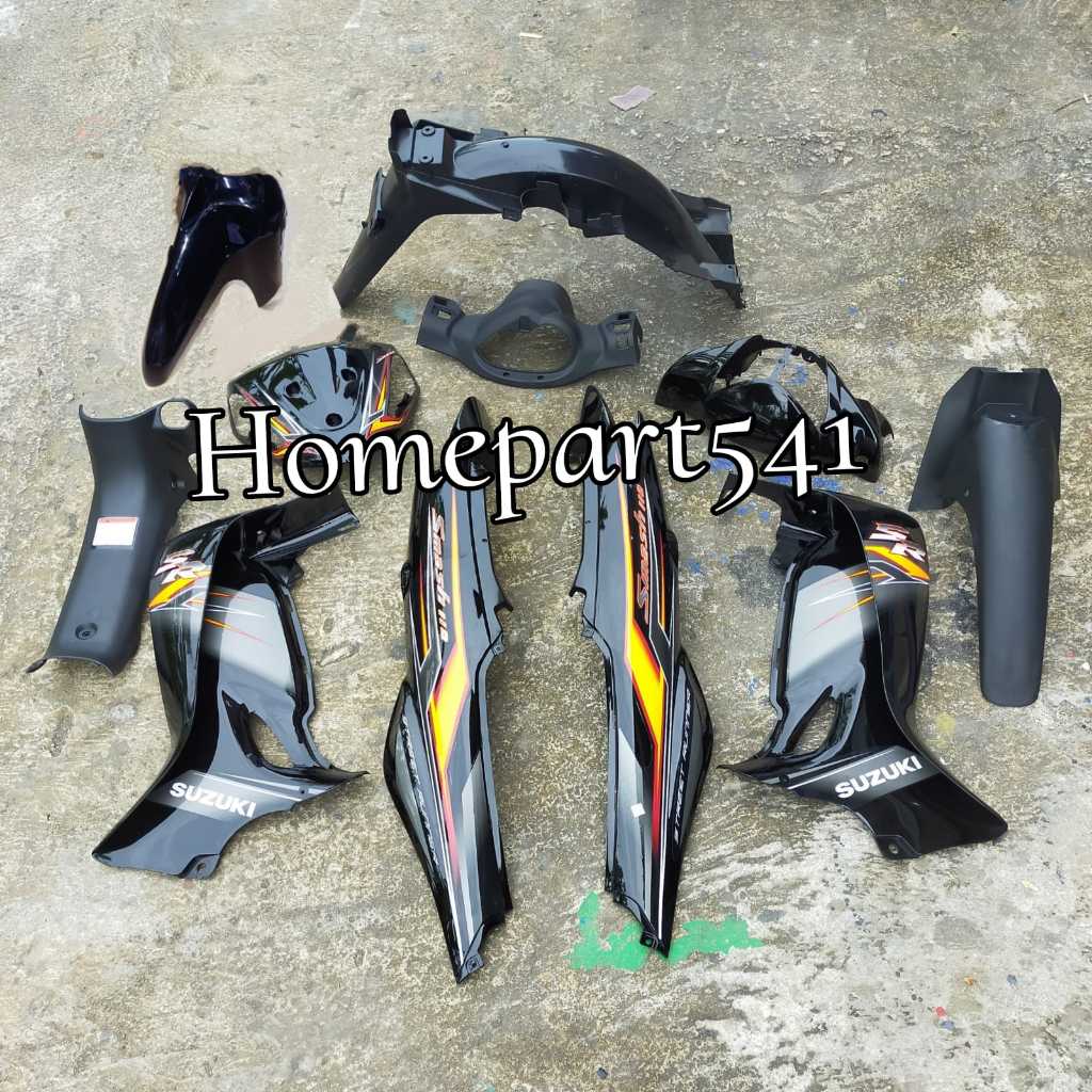 PAKET FULL BODY HALUS BODY KASAR SUZUKI SMASH NEW 2008 2009 SET STRIPING HITAM
