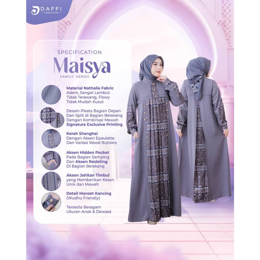 Gamis Couple ibu dan anak perempuan Maisya Series Daffi gamis anak cantik berkualitas ORI Daffi