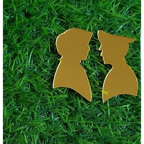 Siluet POLISI dan TNI Couple bahan Akrilik GOLD / Dekorasi Mahar