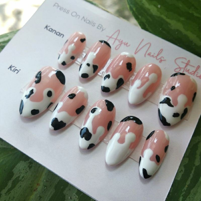 Press on nails Kuku Palsu awet murah motif sapi free toolkits