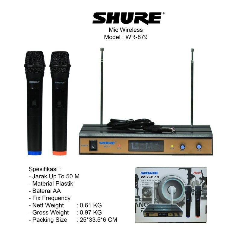 MIC WIRELESS SHURE WR879 / WR 879 / WR-879 MIC WIRELESS