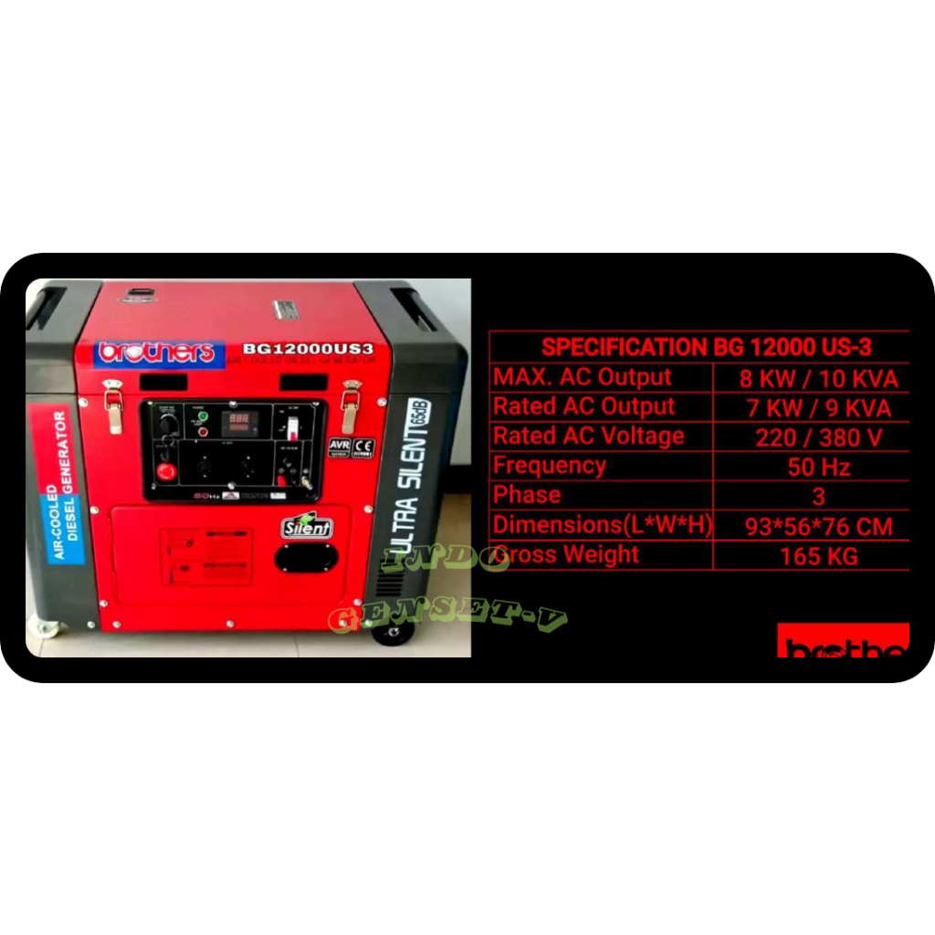 GENSET PORTABLE SILENT 10KVA BROTHER 3PHASE