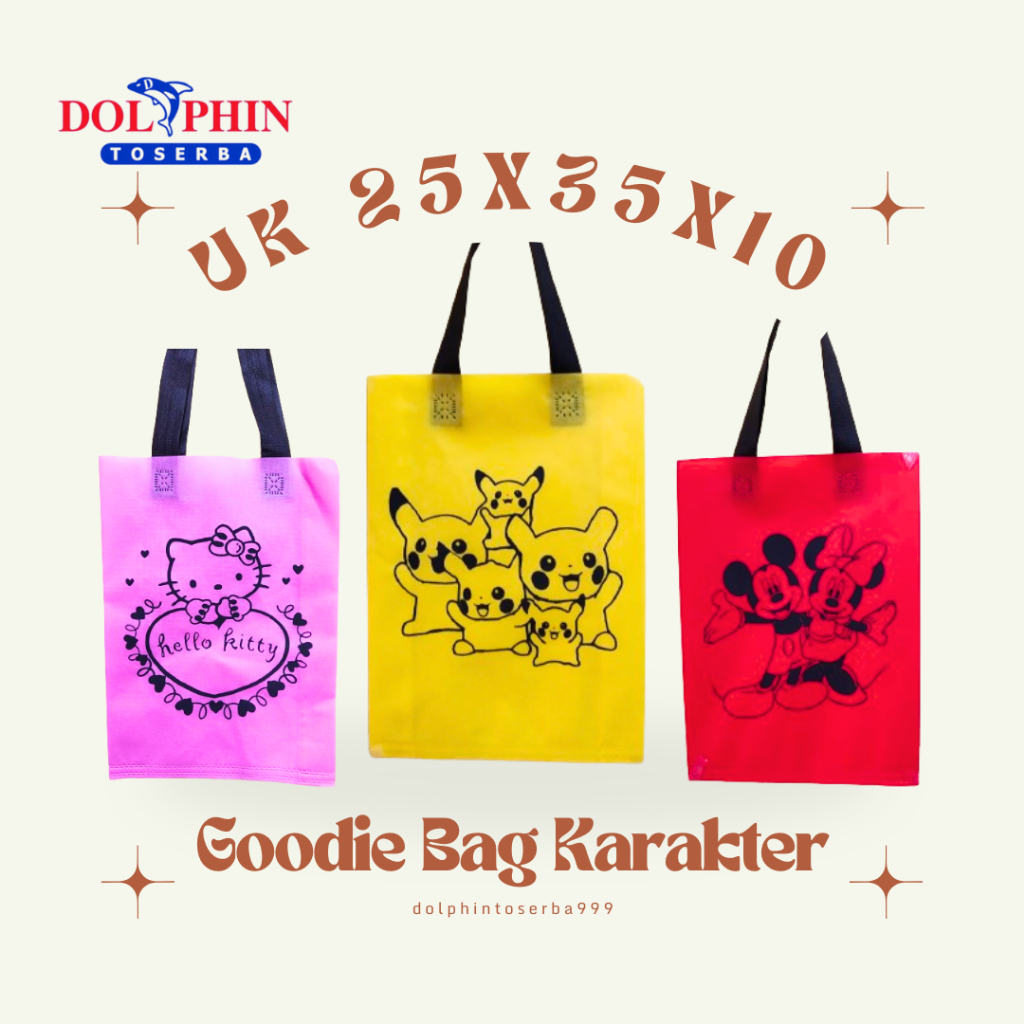 

Goodie bag karakter Tas Souvenir Anak-anak motif kartun 25x35x10 - handle tali karakter