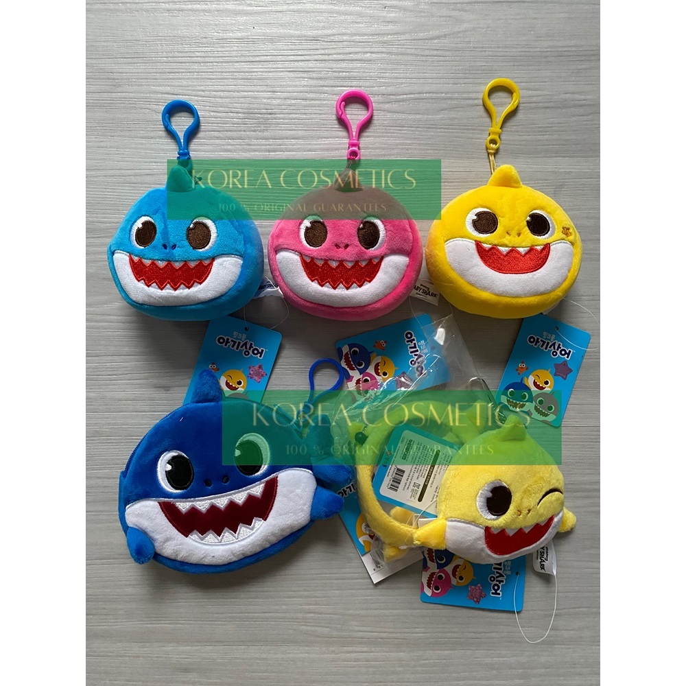 Pinkfong baby shark original bag hook gantungan kaca tas kunci daddy shark dompet koin mommy shark