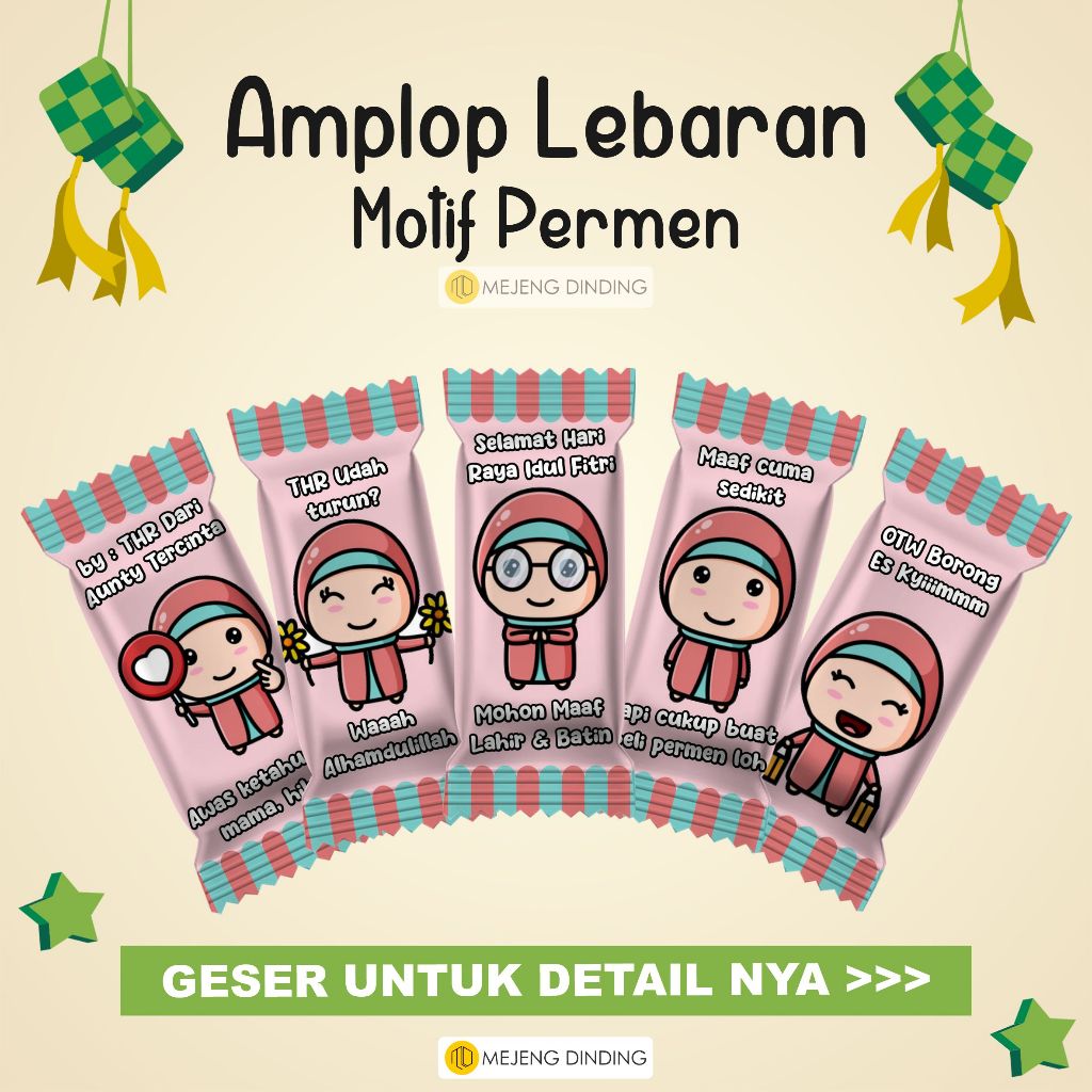 ( ISI 12 ) AMPLOP PERMEN VIRAL / AMPLOP LEBARAN 2023 / AMPLOP PERMEN / ANGPAU PERMEN / AMPLOP THR/ A