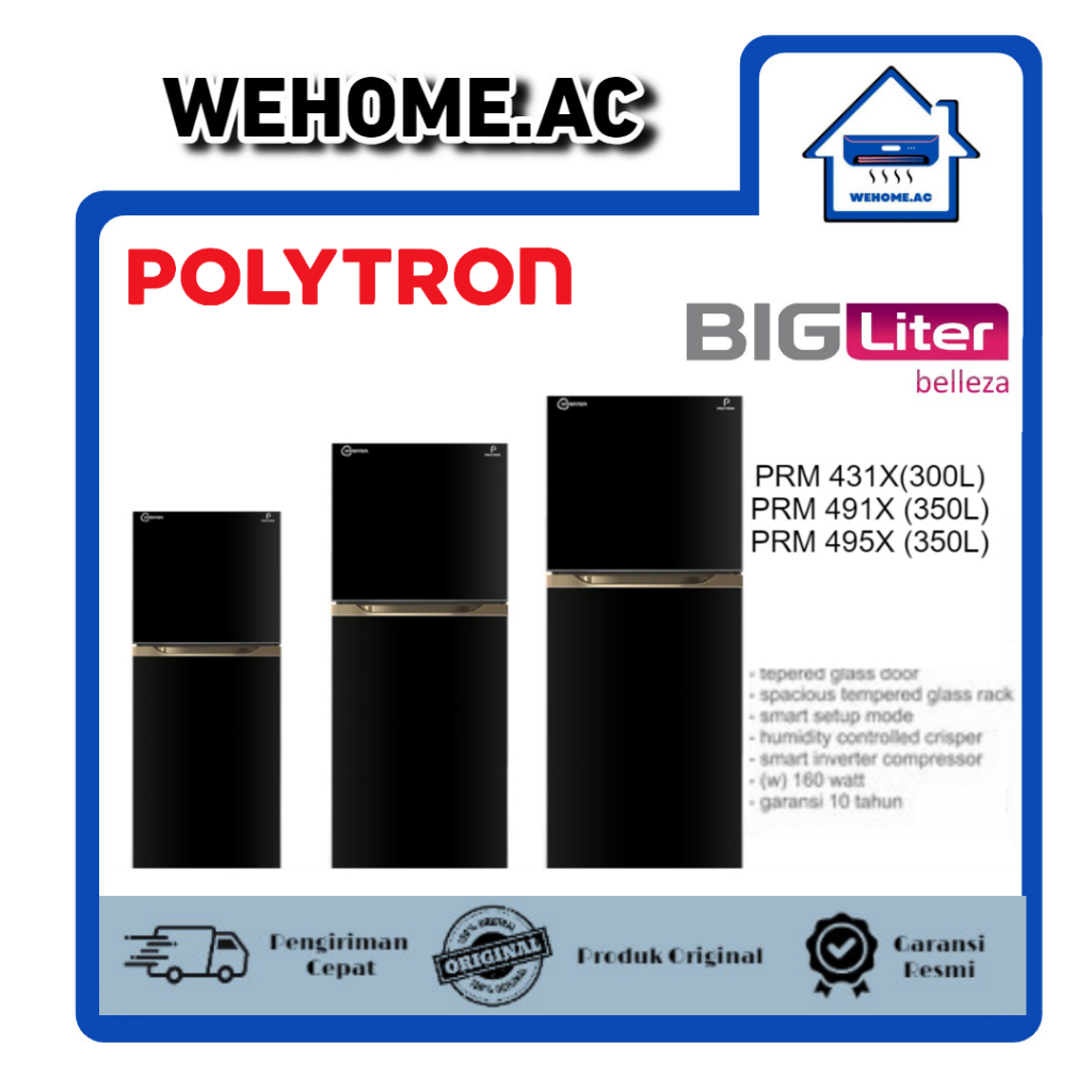 Kulkas Polytron 2 Pintu PRM431X / PRM491X / PRM495X Big Liter Kulkas 2 Pintu Polytron Kulkas Dua Pin