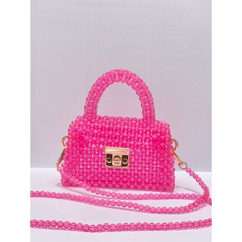 Geisya beadbag/tas manik-manik/tas manik warna pink/tas manik lucu/tasmanik Bekasi/tas manik mewah/t