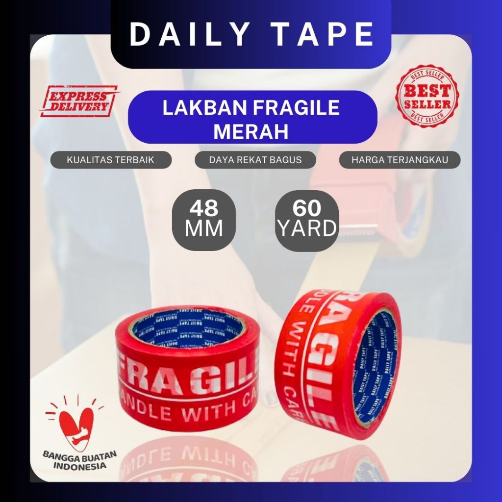 

Lakban Fragile DAILY TAPE 48mm x 60 Yard - 1 Dus | INSTANT