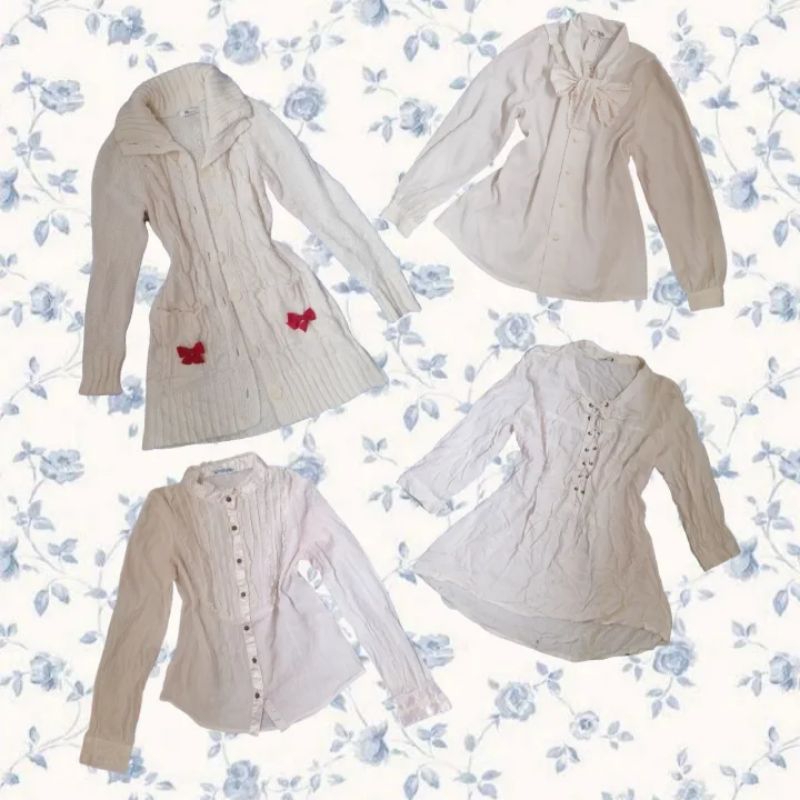 preloved coquette vintage y2k harajuku ribbon cardigan blouse