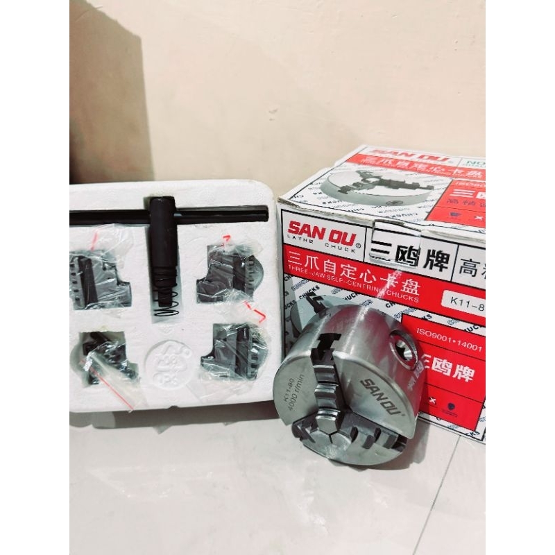 Chuck Bubut kaki 3 3" 4" 5" SAN OU | Claw Bubut 3 Jaw | Catok Kepala Bubut 3  Inch | chuck bubut 3 i