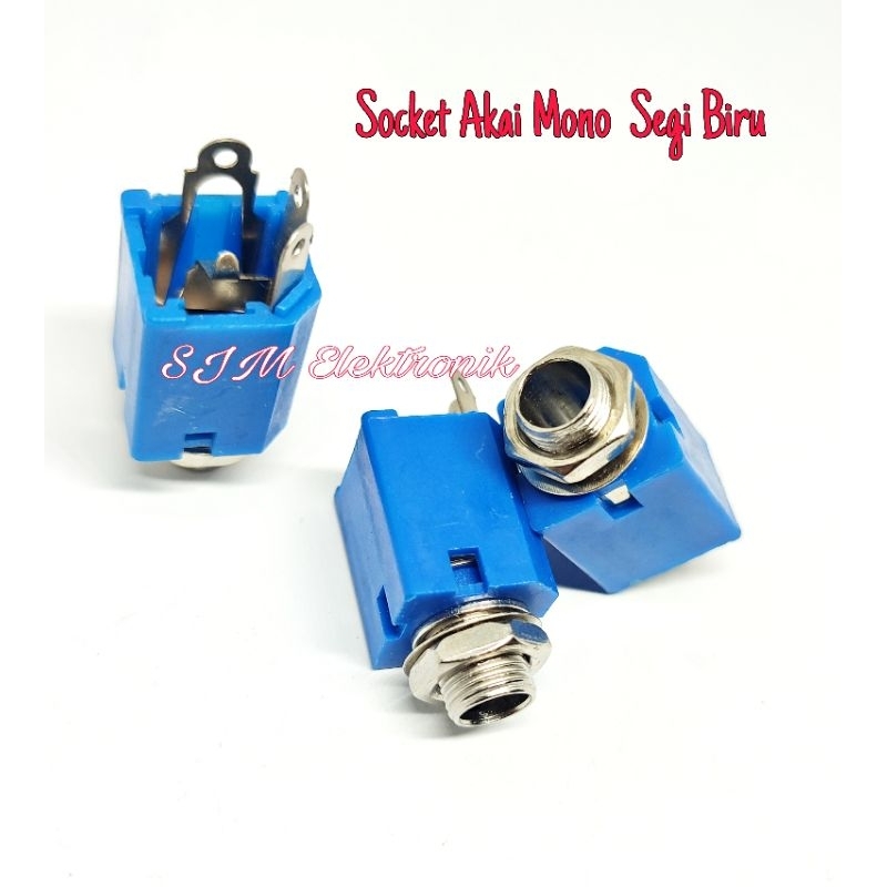 Socket Akai Mono segi Biru Soket Audio Soket Microphone