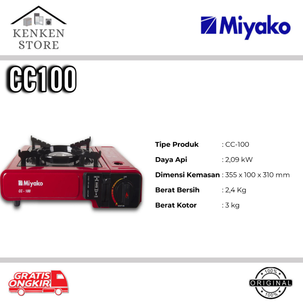 KOMPOR PORTABLE MIYAKO CC100 KOMPOR GAS PORTABLE