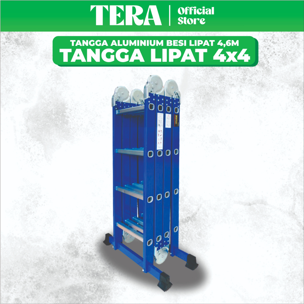 Tangga Lipat Multifungsi Aluminium Besi Mollar 4x4-4,6 Meter Biru Tangga Aluminium Lipat 4 x 4 4.6m 