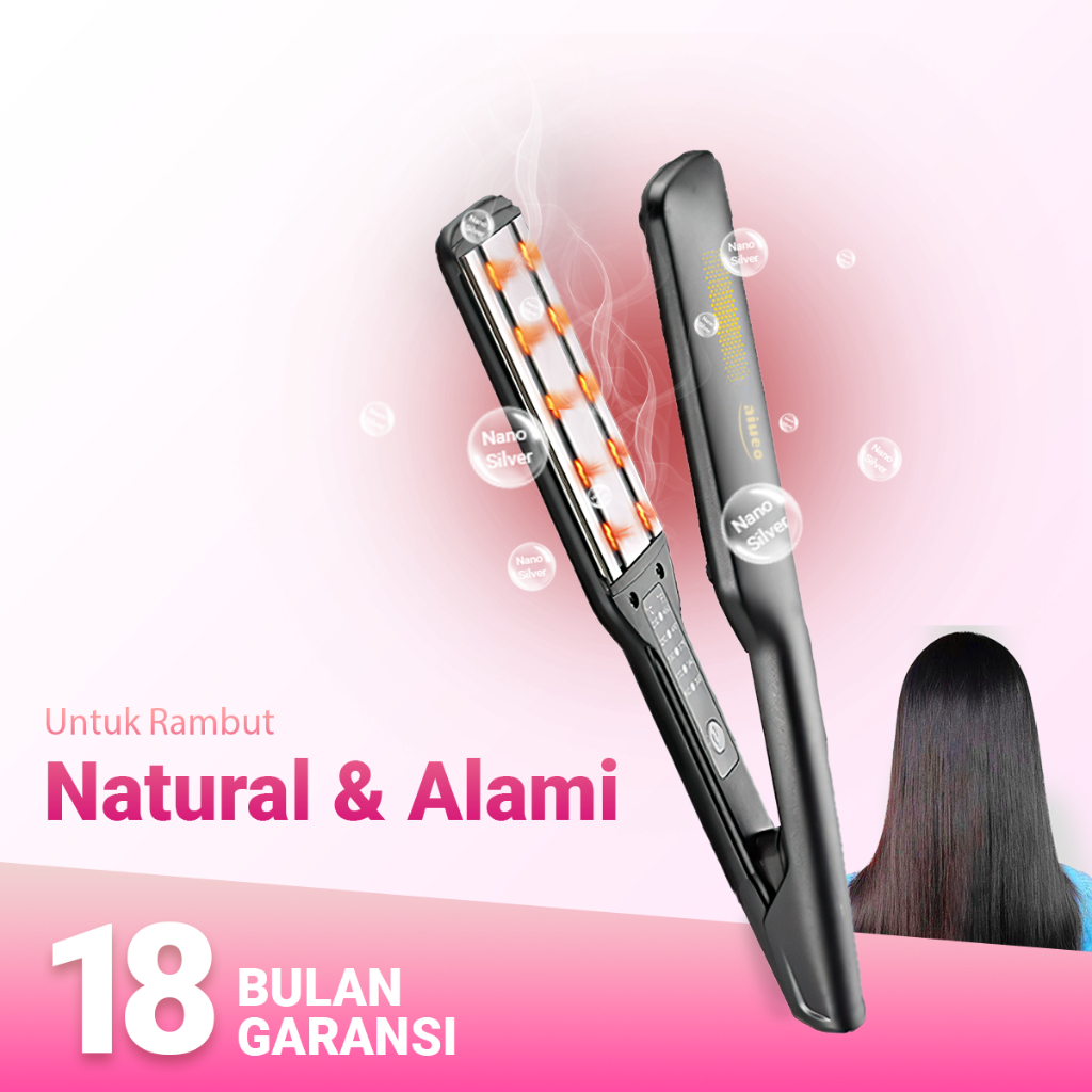 AIUEO Catokan Rambut Cherry 2519 - Alat Catok 2in1 Meluruskan dan Keriting Blow Infrared - Catok Cur