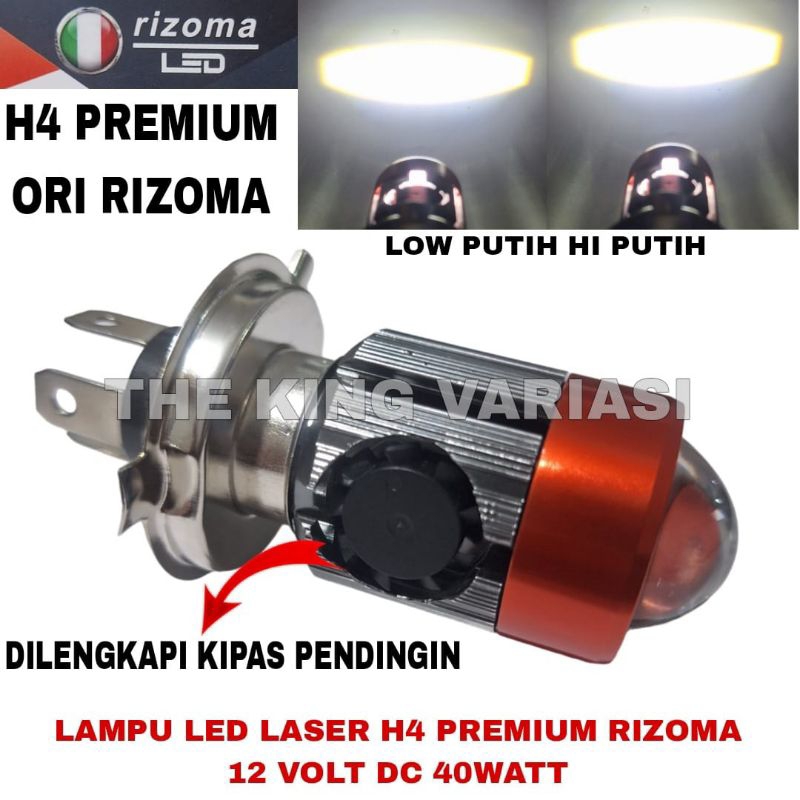 LAMPU UTAMA MOTOR LED H4 LASER RIZOMA AC DC 40WATT/LAMPU DEPAN MOTOR H4 3 KAKI LASER LED SUPER TERAN