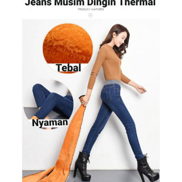 XPRESS Celana Jeans Musim Dingin Wanita  Long John Thermal Leggings 7