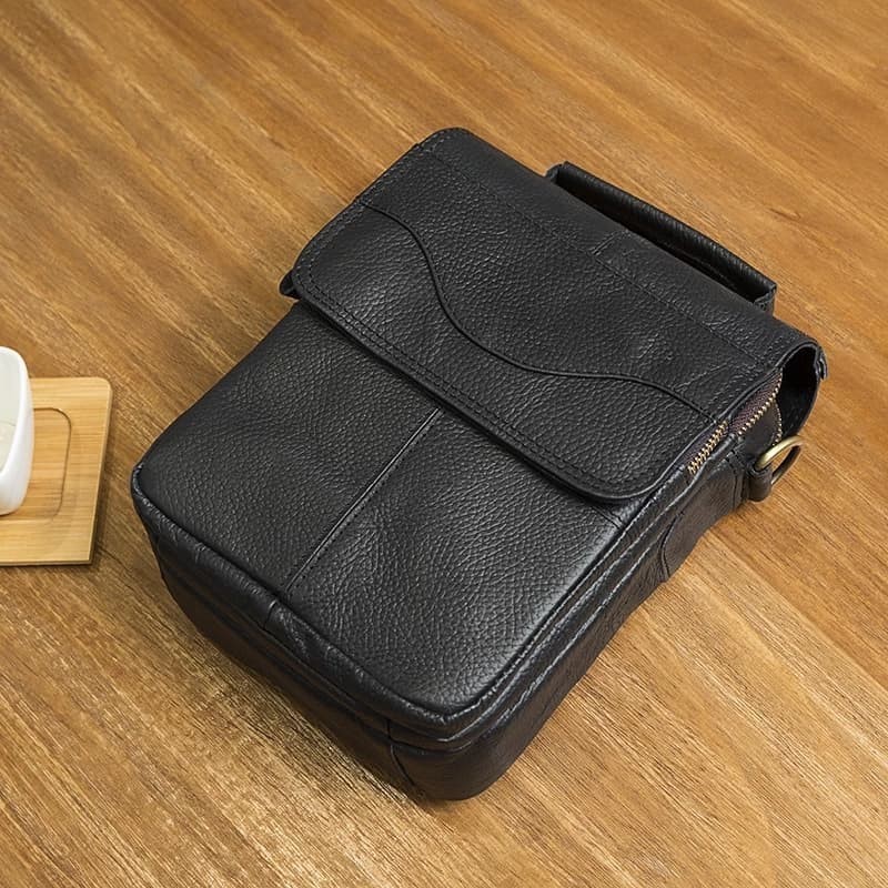 Tas Selempang Pria Kulit HITAM PREMIUM LEATHER GARUT 100% Original