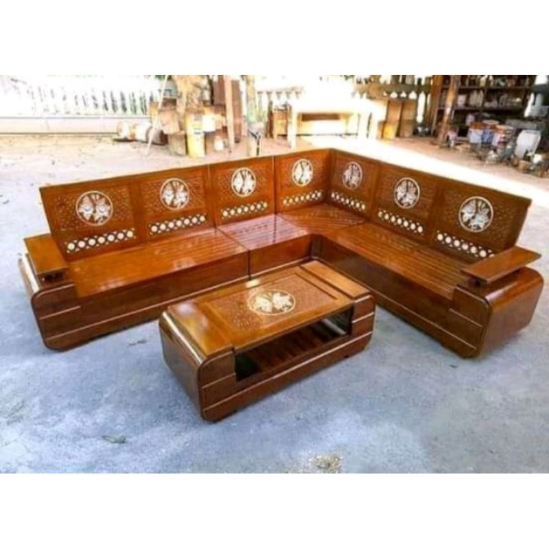 kursi tamu sudut kayu jati