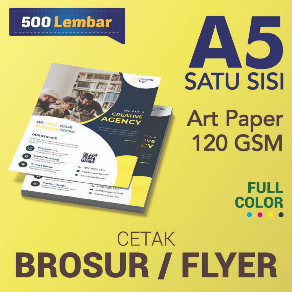 

CETAK BROSUR / FLYER A5 satu sisi Art Paper 120 gsm