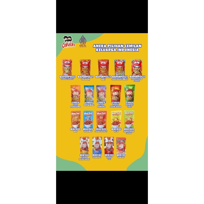 

SNACK CEKELIN ready berbagai stock (basreng,pilus,mie lidi,macaroni sultan)
