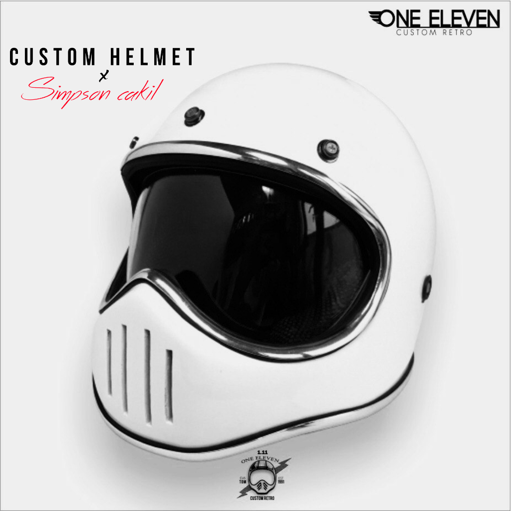 Helm Custom Cakil Simpson M30 Retro Full Face Vintage Classic