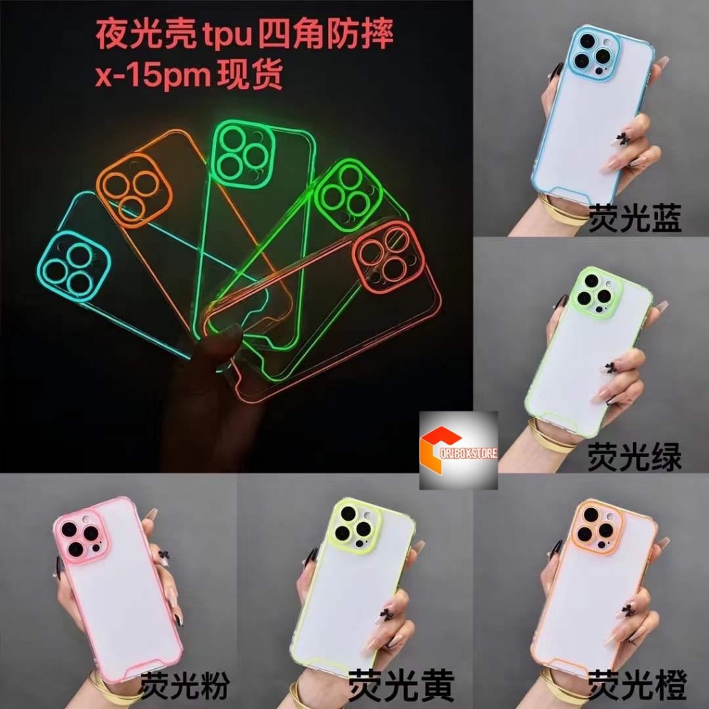 RCI202 SILICONE CASE CASING HP LUMINOUS BUMPER GLOW IN THE DARK LINE FOR IPHONE XR X XS MAX 11 12 13